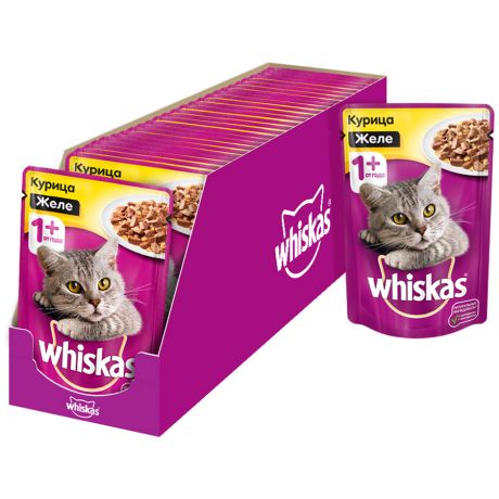 Корм влажный Whiskas в желе с курицей для кошек 28 штук по 85 г
