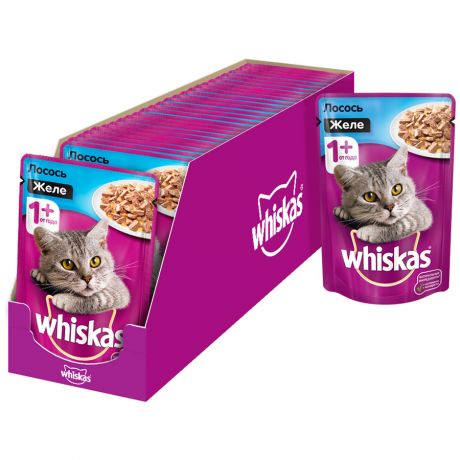 Корм влажный Whiskas в желе с лососем для кошек 28 штук по 85 г