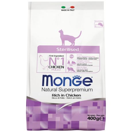Корм сухой Monge Cat Sterilised для стерилизованных кошек 400 г