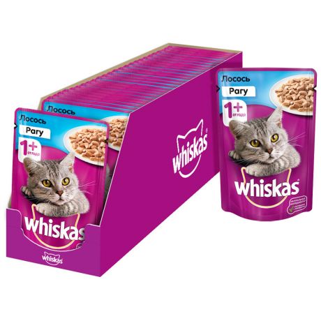 Корм влажный Whiskas рагу с лососем для кошек 28 штук по 85 г