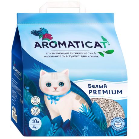 Наполнитель AromatiCat Premium впитывающий гигиенический белый для кошачьего туалета 10 л
