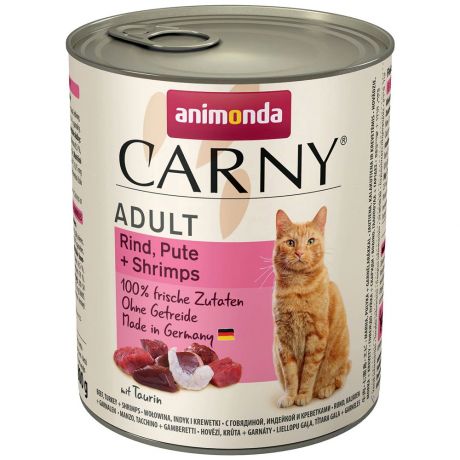 Корм влажный Animonda Carny Adult с говядиной индейкой и креветками для кошек 400 г
