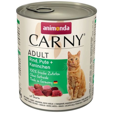Корм влажный Animonda Carny Adult с говядиной индейкой и кроликом для кошек 400 г