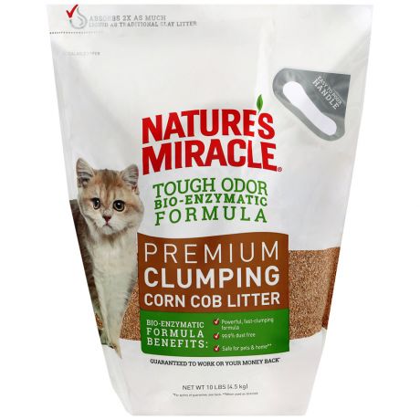 Наполнитель 8in1 Nature’s Miracle Premium Natural Care кукурузный комкующийся для кошачьего туалета 10 л