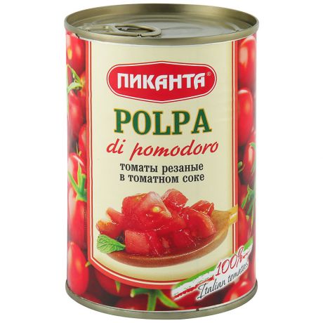 Томаты Пиканта резаные в томатном соке 400 г
