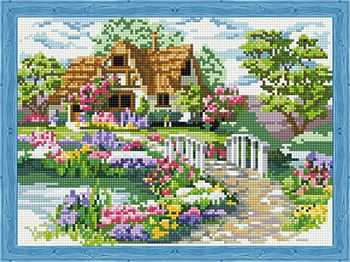Алмазная мозаика Цветной ''Мостик к дому'' (30х40) на подрамнике qs200667