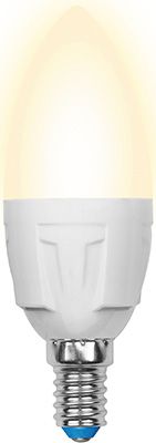 Лампа Uniel LED-C37-7W/WW/E14/FR PLP01WH Форма «свеча» матовая (3000K) 002413
