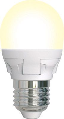 Лампа светодиодная Uniel LED-G45-7W/3000K/E27/FR/DIM PLP01WH диммируемая Форма «шар» матовая (3000K) 004303