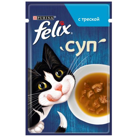Корм влажный Felix суп с треской для взрослых кошек 48 г