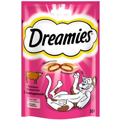 Лакомство Dreamies Подушечки с говядиной для взрослых кошек 30 г