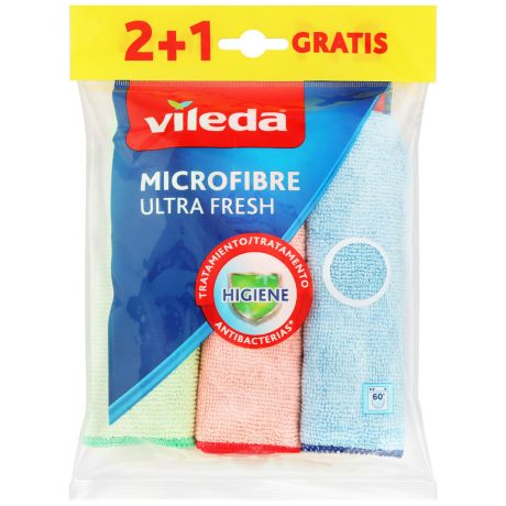 Салфетка для уборки Vileda из микрофибры Ультра Фреш 32x32 см 3 штуки
