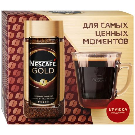 Кофе Nescafe Gold растворимый сублимированный с добавлением молотого 95 г и кружка