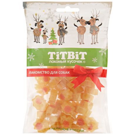 Лакомство Titbit Новогодняя коллекция мармелад мясной с креветкой mini для собак 70 г