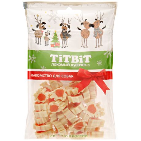 Лакомство Titbit Новогодняя коллекция мармелад мясной с лососевой начинкой mini для собак 70 г