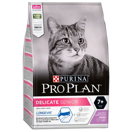 Корм сухой Pro Plan Delicate Senior с индейкой при чувствительном пищеварении для взрослых кошек старше 7 лет 3 кг