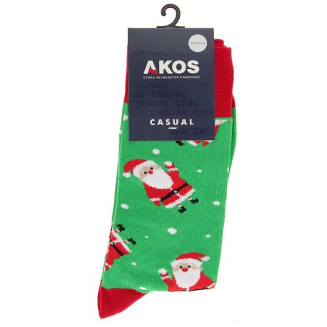 Носки мужские новогодние Akos Дед мороз зеленые размер 27-29