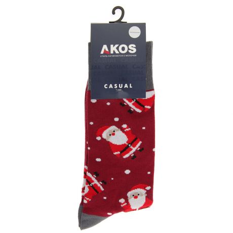 Носки мужские новогодние Akos Дед мороз бордовые размер 29-31