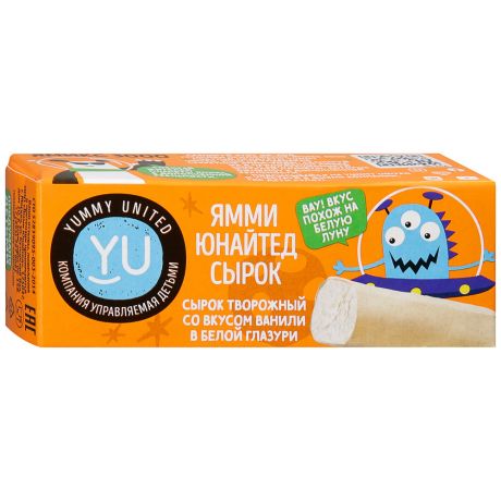 Сырок Yummy United творожный в белой глазури со вкусом ванили 26% 40 г