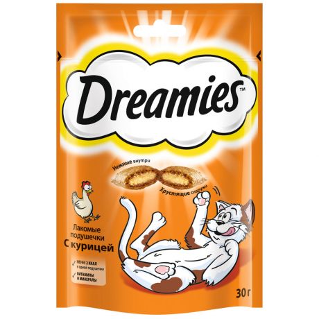 Лакомство Dreamies Подушечки c курицей для взрослых кошек 30 г