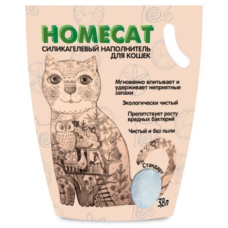 Наполнитель Homecat Стандарт силикагелевый без запаха для кошачьего туалета 3.8 л 1.8 кг