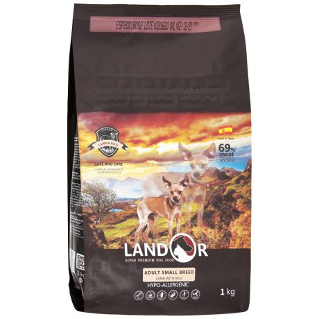 Корм сухой Landor полнорационный с ягненком и рисом для взрослых собак мелких пород 1 кг