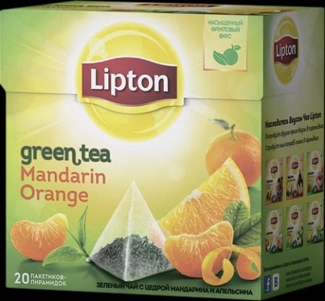 Липтон Чай зеленый MANDARIN ORANGE 20 пирамидок Lipton