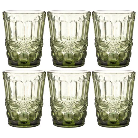 набор стаканов LEFARD Muza Color Серпентина зеленый 6шт. 270мл низкие стекло
