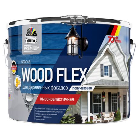 краска в/д фасадная DUFA Premium Wood Flex для дерева база 1 2,5л белая, арт.МП00-007341