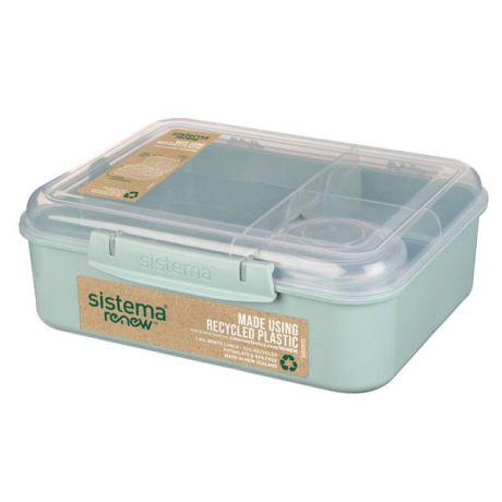 контейнер SISTEMA Renew 1,65л 22х18х7,5см со съемными разделителями и соусником пластик микс цвета