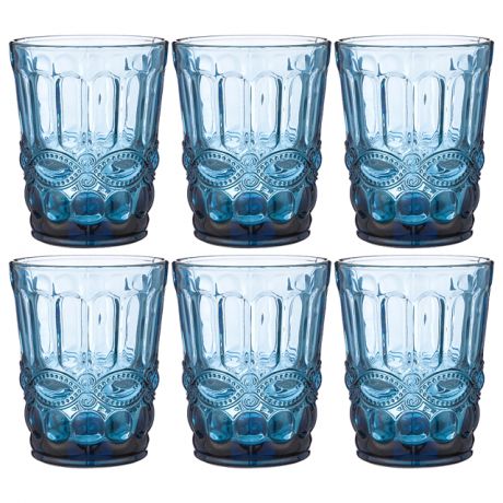 набор стаканов LEFARD Muza Color Серпентина синий 6шт. 270мл низкие стекло