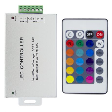 контроллер RGB OGM 12В, 216Вт, 3х6А, радио пульт кнопочный