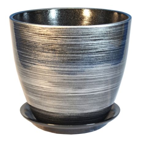 горшок керамический Бутон, диаметр 12 см, 1 л, цвета черный, серебро
