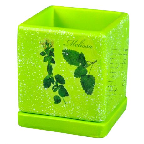 горшок керамический Кубик 12х12 см, 1 л, салатово-зелёный с мятой