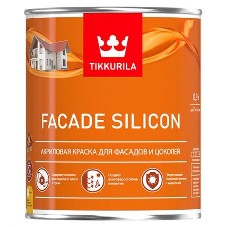 краска акриловая фасадная TIKKURILA Facade Silicon база А 0,9л белая, арт.700011473