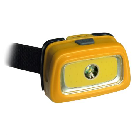 фонарь налобный КОСМОС 1хLED 3Вт + 1хLED 3Вт СОВ 3 режима 3хААА пластик желтый