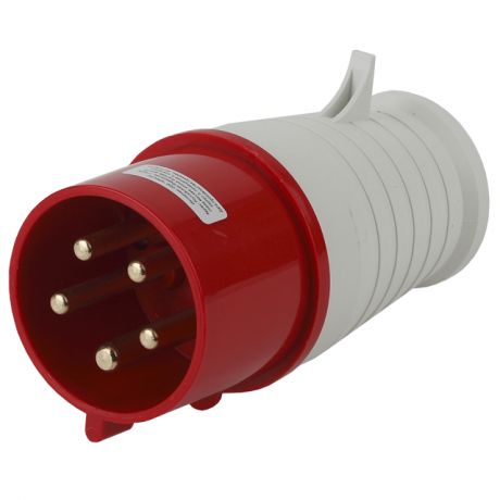 вилка силовая кабельная ЭРА 3Р+Е+N 32А 380В IP44 красный