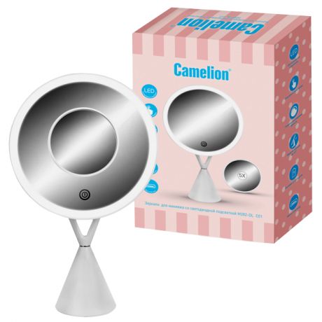 лампа настольная светодиодная CAMELION M282-DL C01 LED 5Вт LR03/USB с зеркалом белый