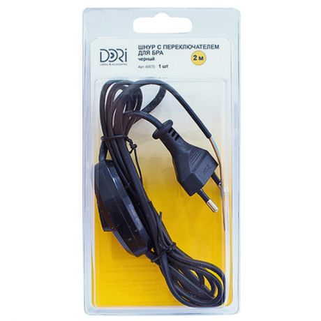 кабель для бра DORI 2x0,75 2 м. 2,5 А с выключателем, черный