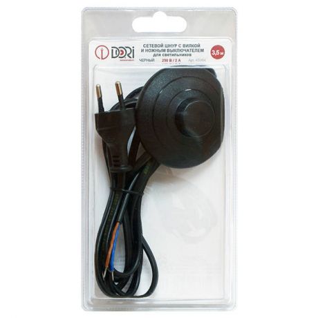 кабель для торшера DORI 2х0,5 3,5м. 2А с выкл. черный