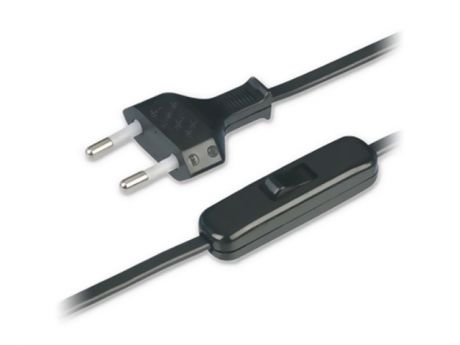 кабель для бра REV 2x0,5 2 м. 2 А с выключателем, черный