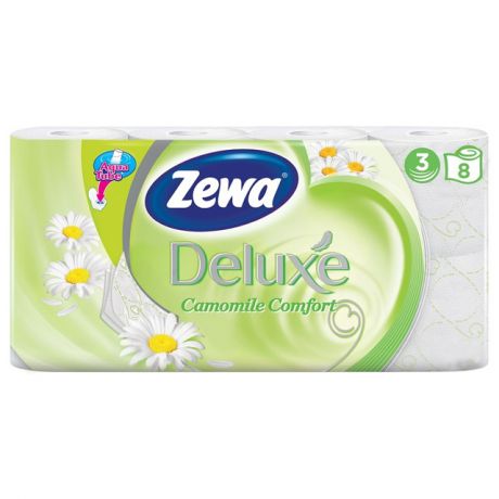 бумага туалетная ZEWA Deluxe Ромашка 8 шт./уп. 3-сл, 145 листов