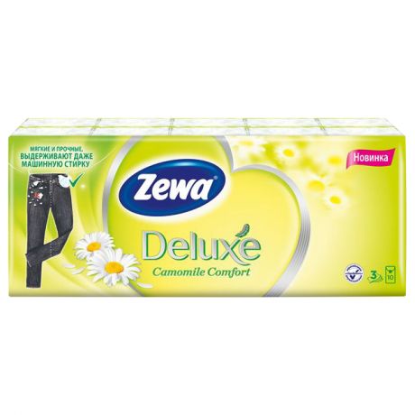 платки носовые ZEWA Deluxe Camomile 3-сл. 10шт./10уп.