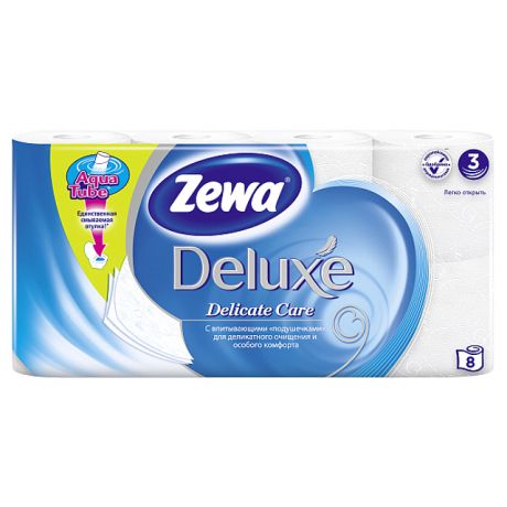 бумага туалетная ZEWA Deluxe 8 шт./уп. 3-сл, 145 листов, без аромата
