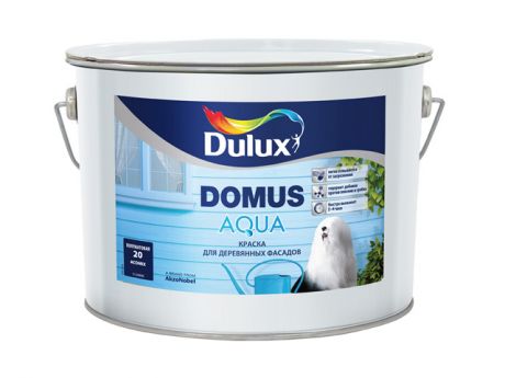 краска фасадная в/д DULUX Domus Aqua BW д/дерева 10л белая, арт.5134990