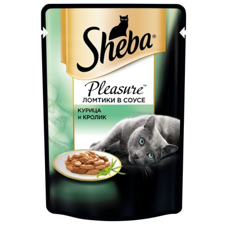 корм для кошек SHEBA Pleasure влажный курица/кролик в соусе 85г