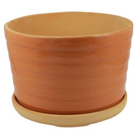 горшок керамический с поддоном Риф, диаметр 18 см, 2 л, светло-коричневый