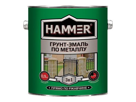 грунт-эмаль по металлу HAMMER 2,7кг зеленая, арт.ЭК000125864