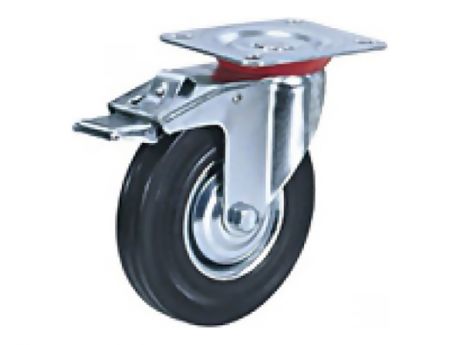 колесо поворотное на площадке с тормозом, 125 мм, резина