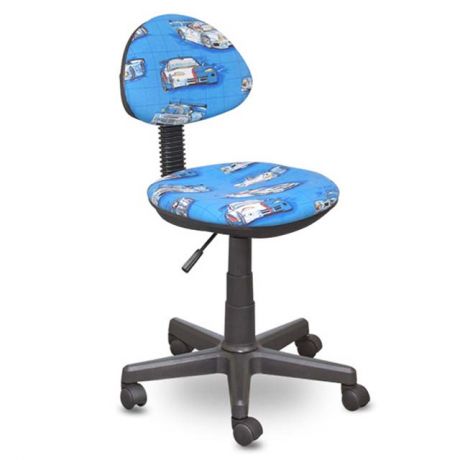 кресло офисное СТАР без подлокотников, HY-50, машинки на голубом фоне, ткань