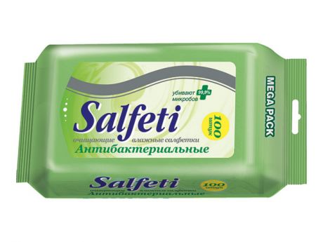 салфетки влажные SALFETI Антибактериальные очищающие 100шт.